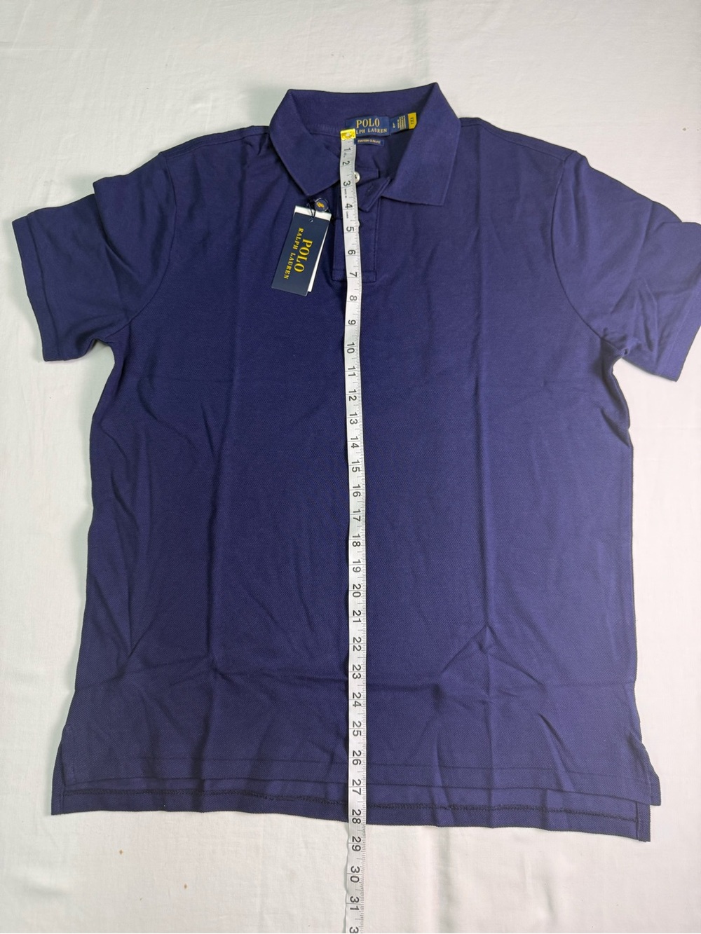 polo Ralph Lauren Men’s Custom Fit 100% Cotton Mesh Polo Sz L/G Solid Navy Blue